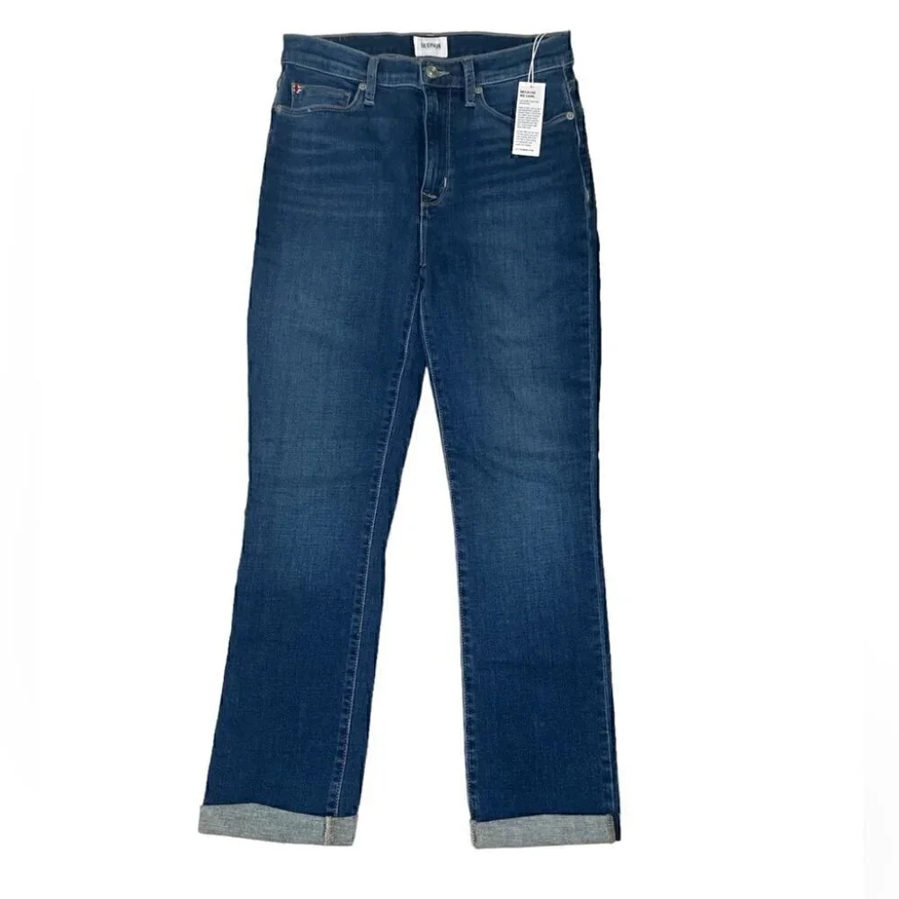 Hudson Mortal Blair High-Rise Crop Denim Straight-Leg Jeans sz 26